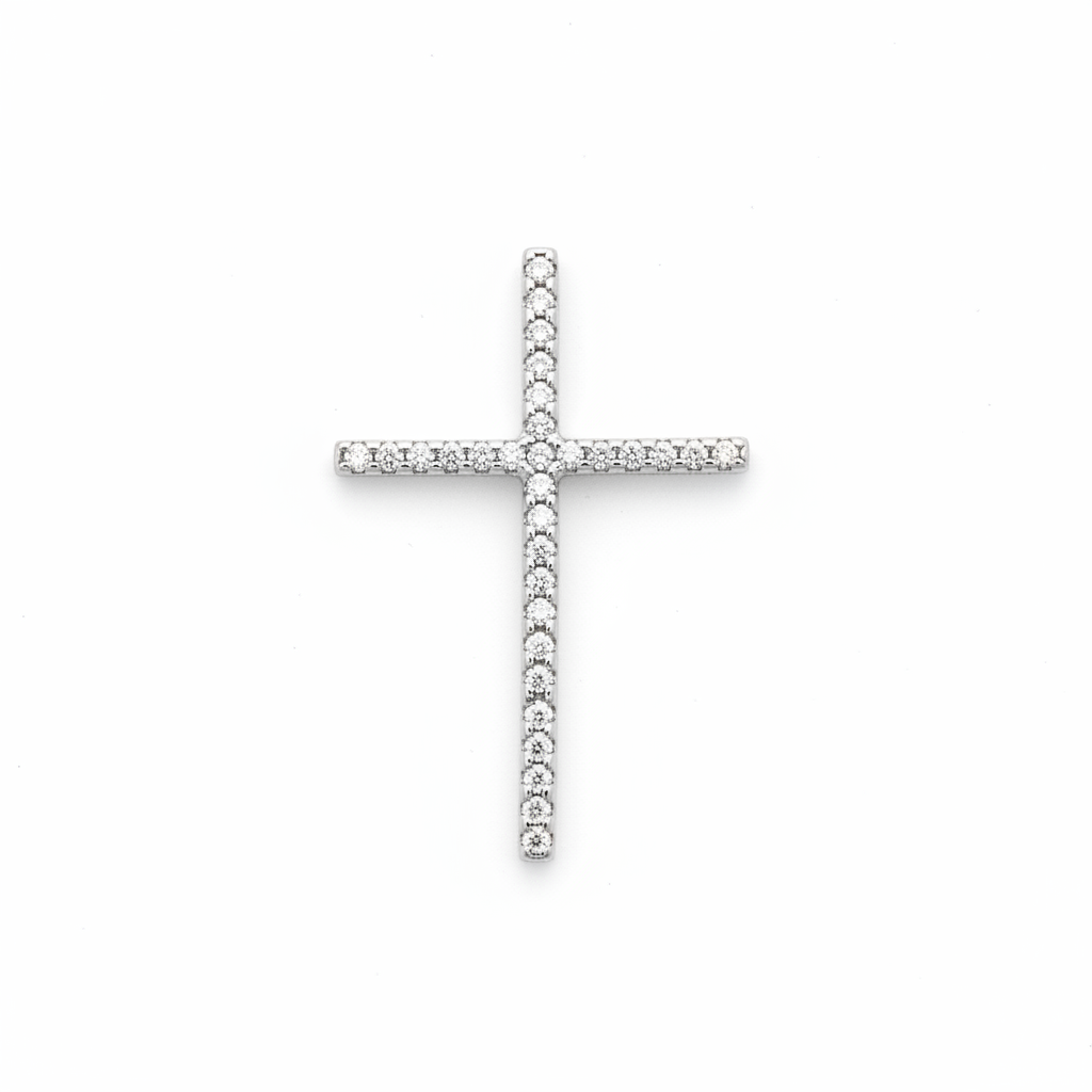 Croce Piccola Argento 925 con Pietre Bianche – Regalo Speciale