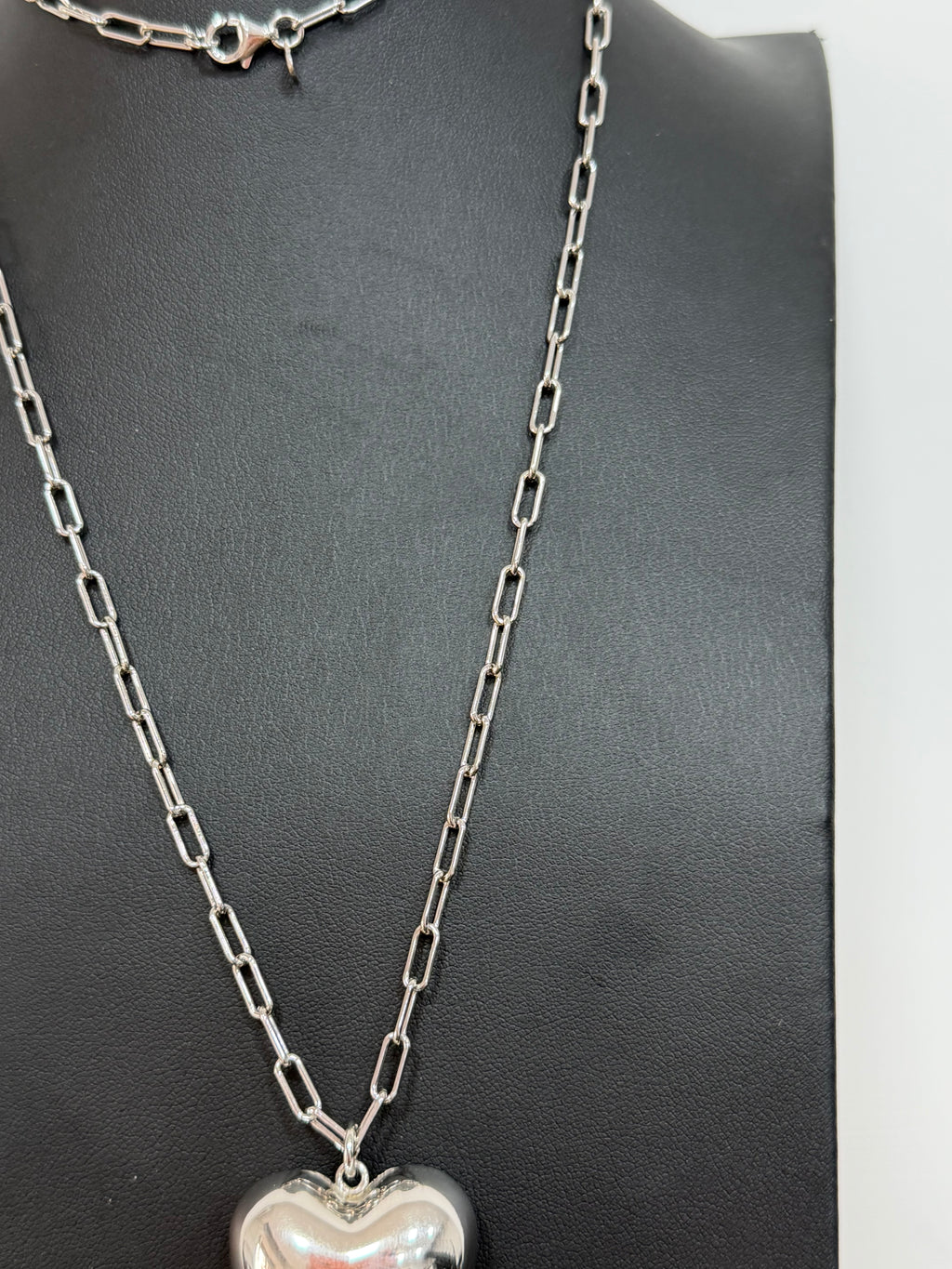 Collana Cuore Liscio Bombato in Argento 925 – Catena Lunga