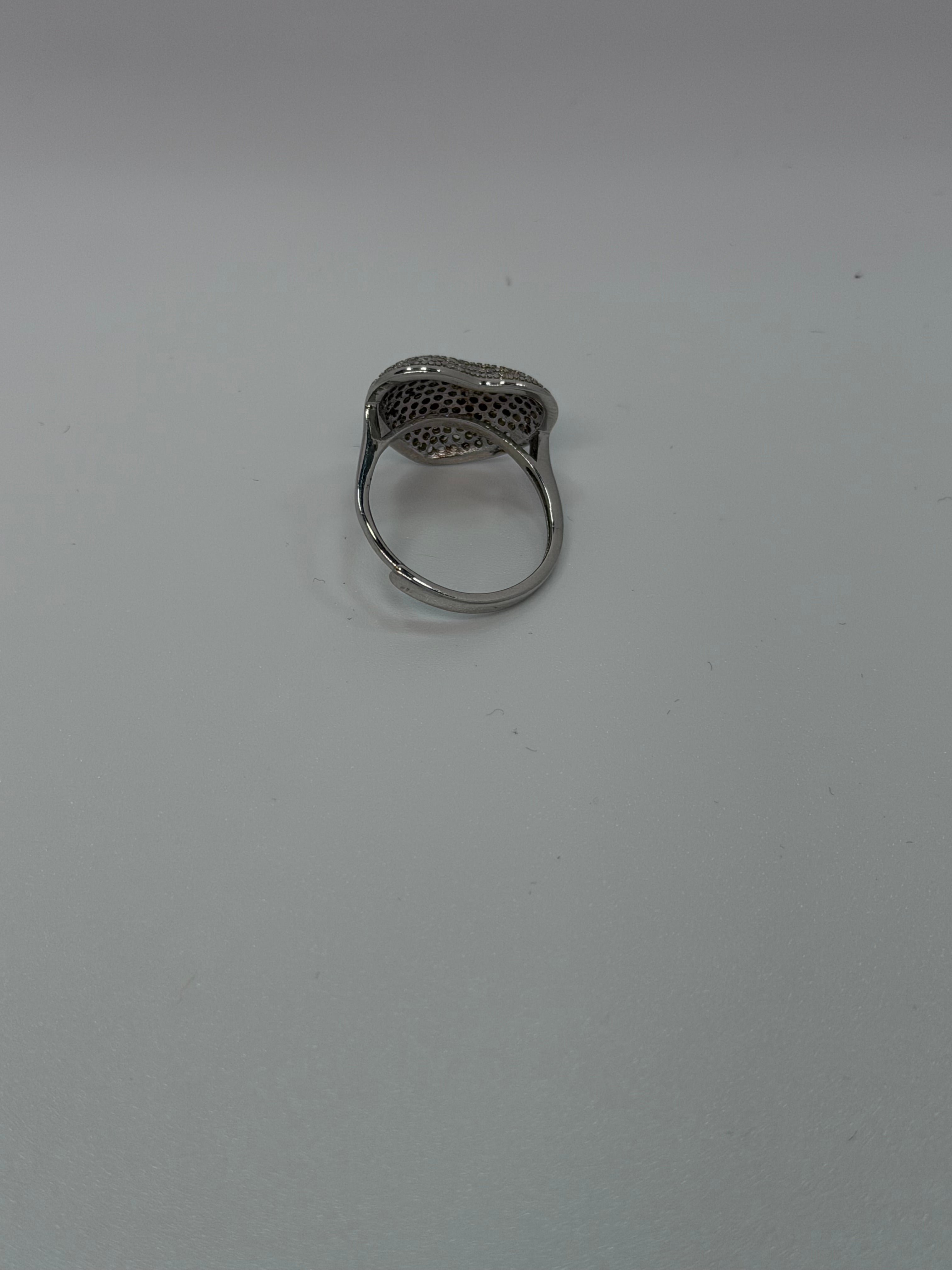 Anello Pavè Cuore Argento 925 con Pietre Bianche – Regolabile | AG silver