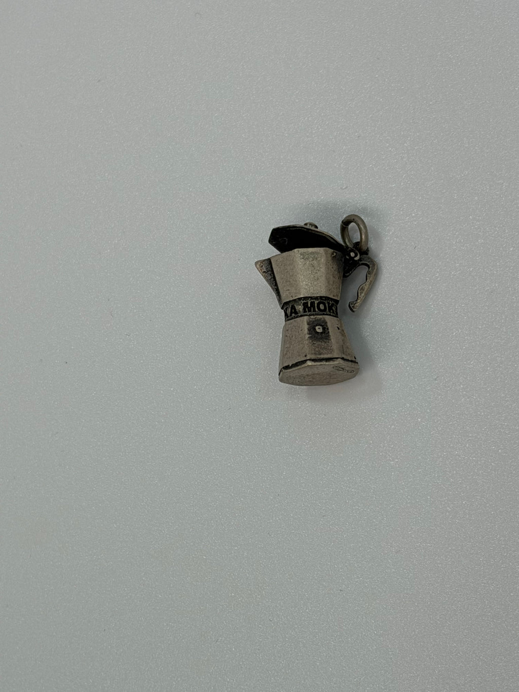 Ciondolo Caffettiera Moka in Argento 925 Brunito – Fatto a Mano
