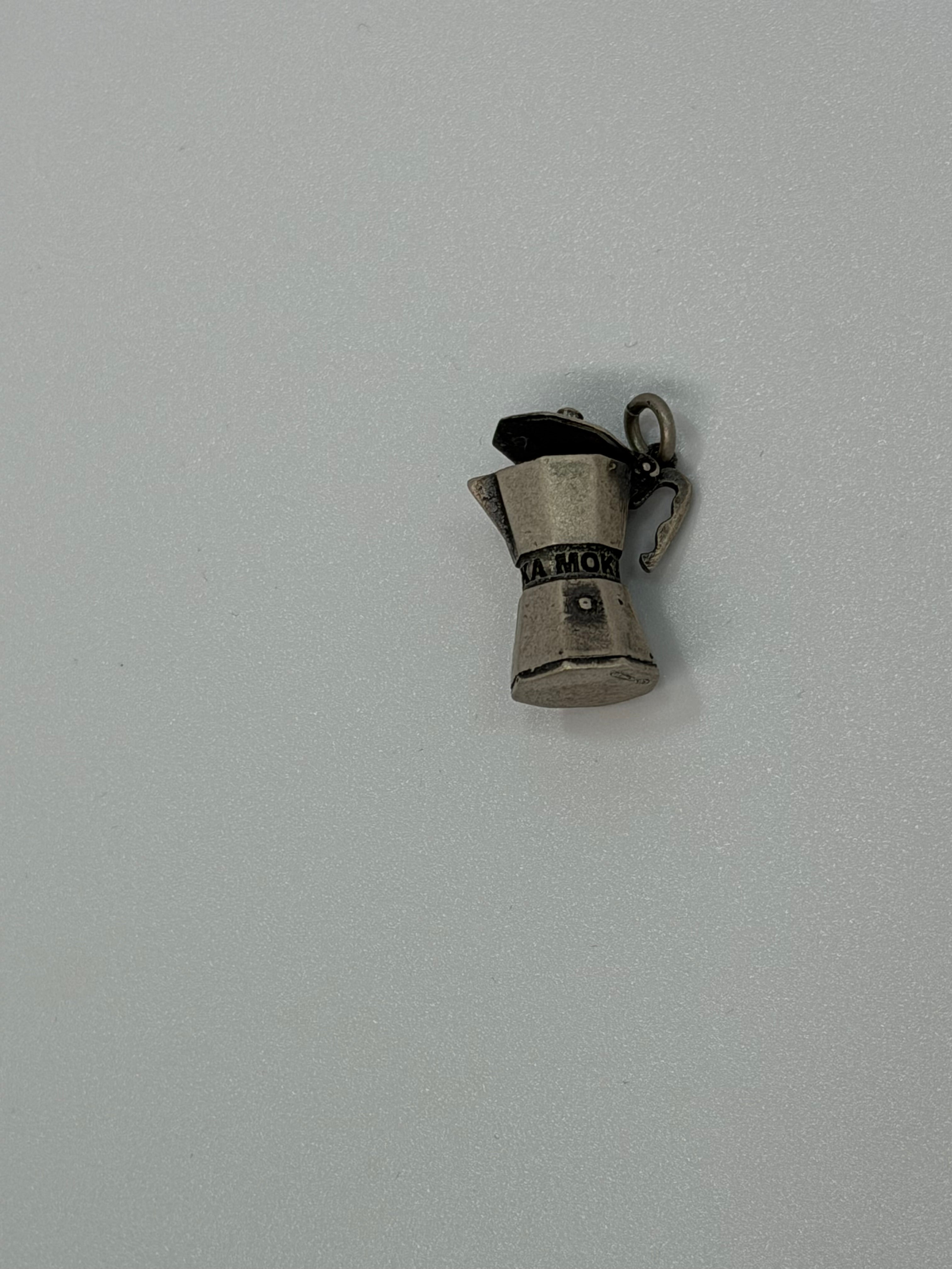 Ciondolo Caffettiera Moka in Argento 925 Brunito – Fatto a Mano
