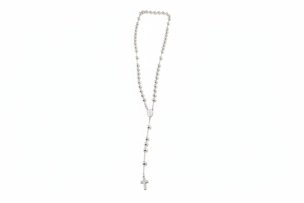 Rosario Argento 925 Sfere Lisce 8mm – Fede e Stile
