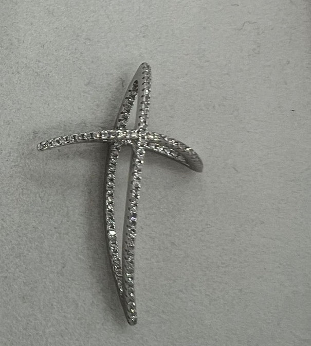 Ciondolo Croce Argento 925 con Pietre Bianche – Eleganza Sacra