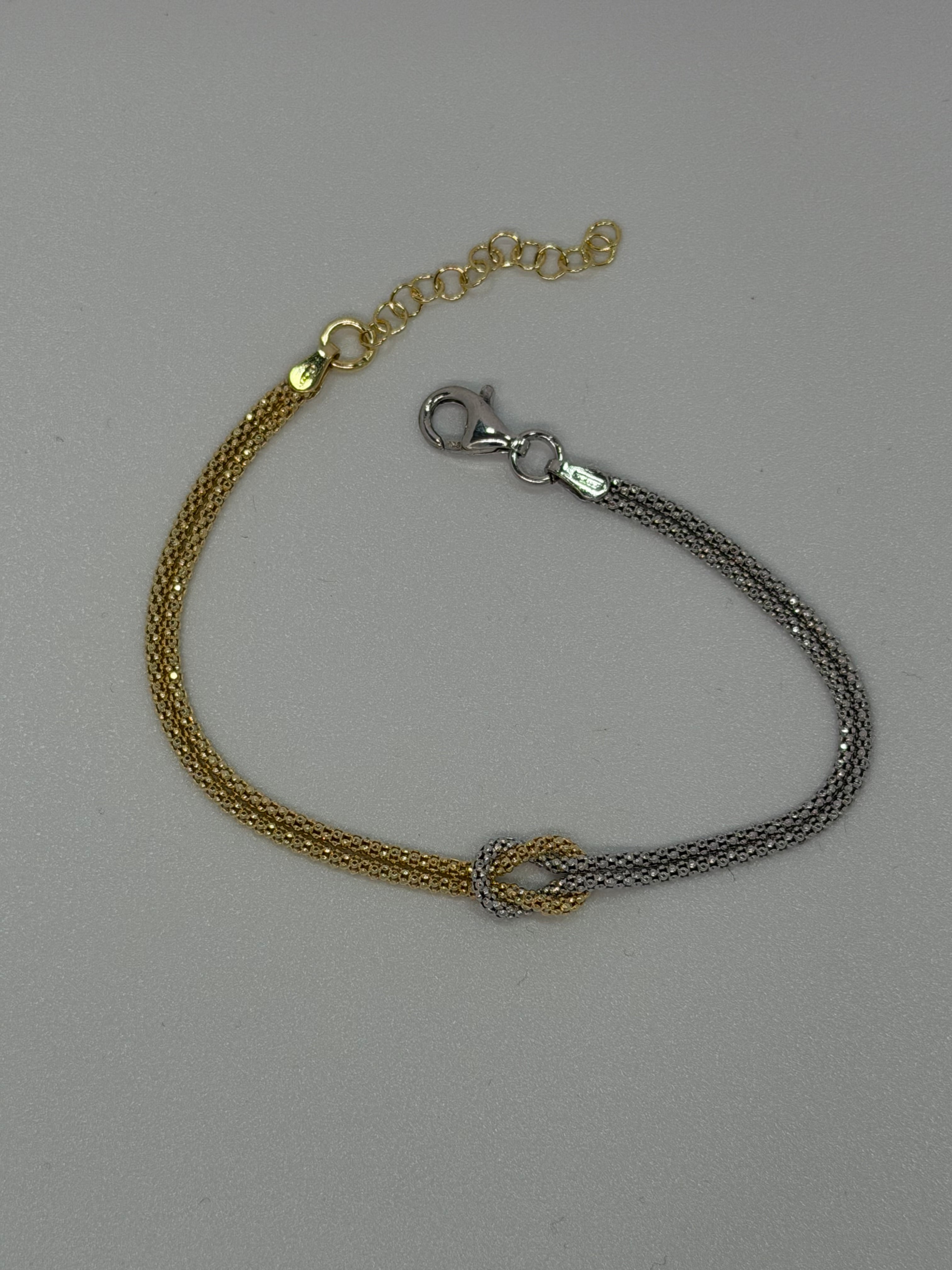 Bracciale Nodo Bicolore in Argento 925 e Oro – Regolabile