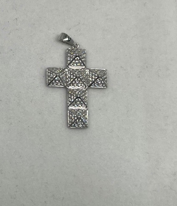 Ciondolo Croce Argento 925 con Zirconi Incastonati – Fede e Luce