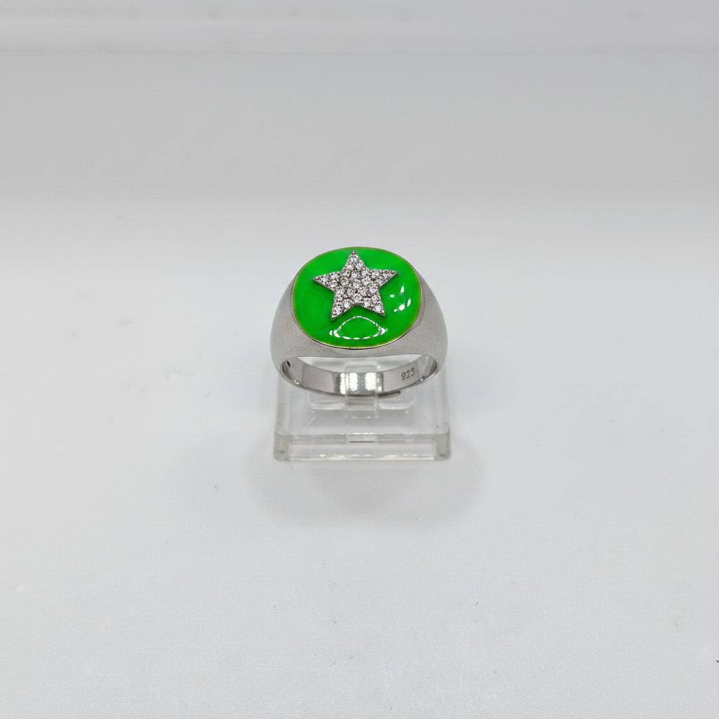 Anello Stella Argento 925 con Zirconi e Smalto – Regolabile | AG silver