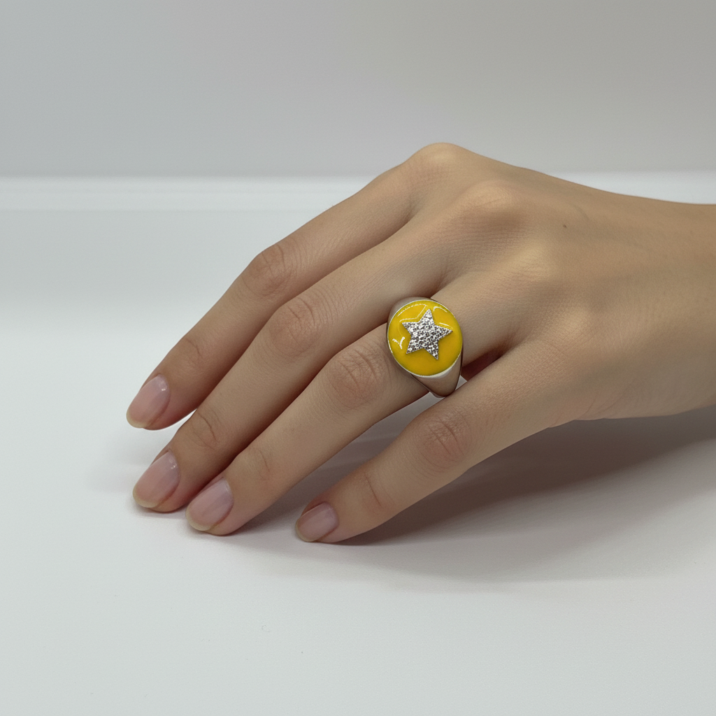 Anello Stella Argento 925 con Zirconi e Smalto – Regolabile | AG silver
