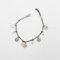Bracciale Argento 925 Brunito con Monete e Perle Pendenti