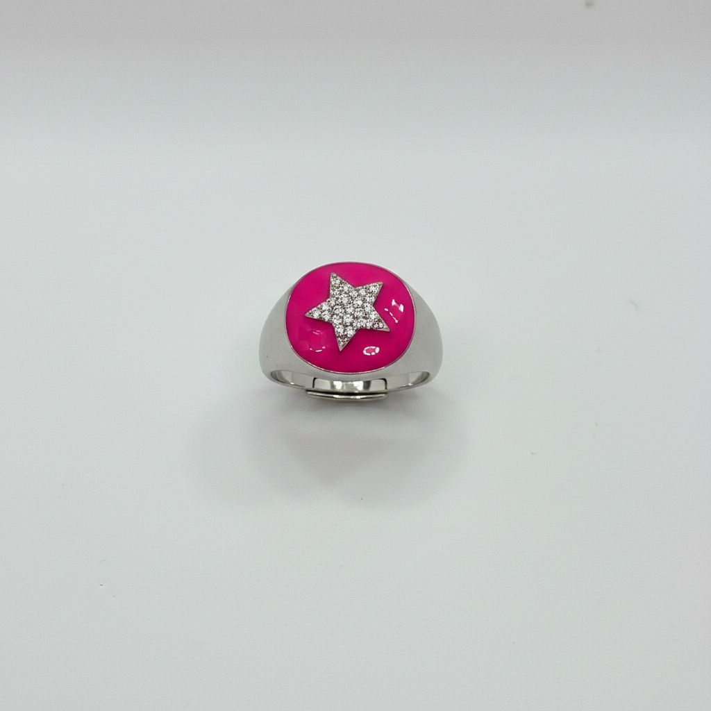 Anello Stella Argento 925 con Zirconi e Smalto – Regolabile | AG silver
