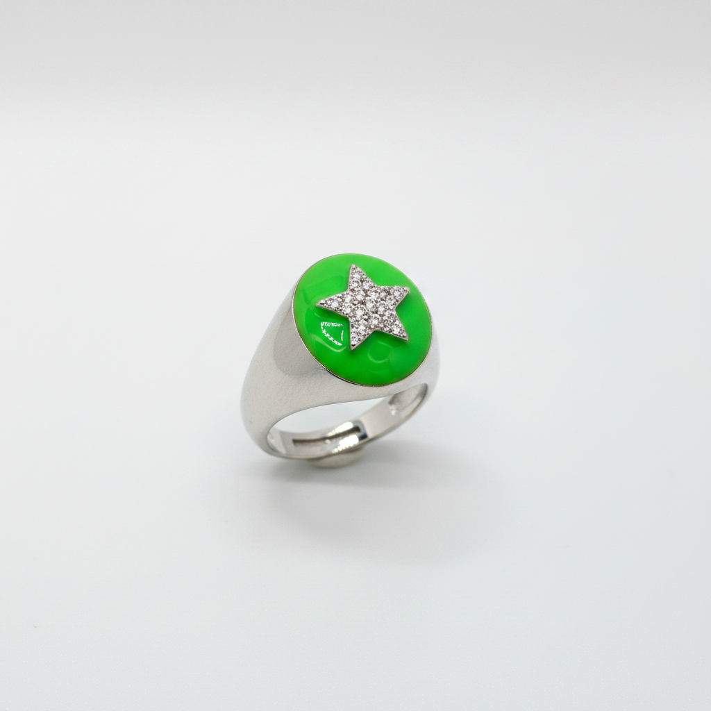 Anello Stella Argento 925 con Zirconi e Smalto – Regolabile | AG silver