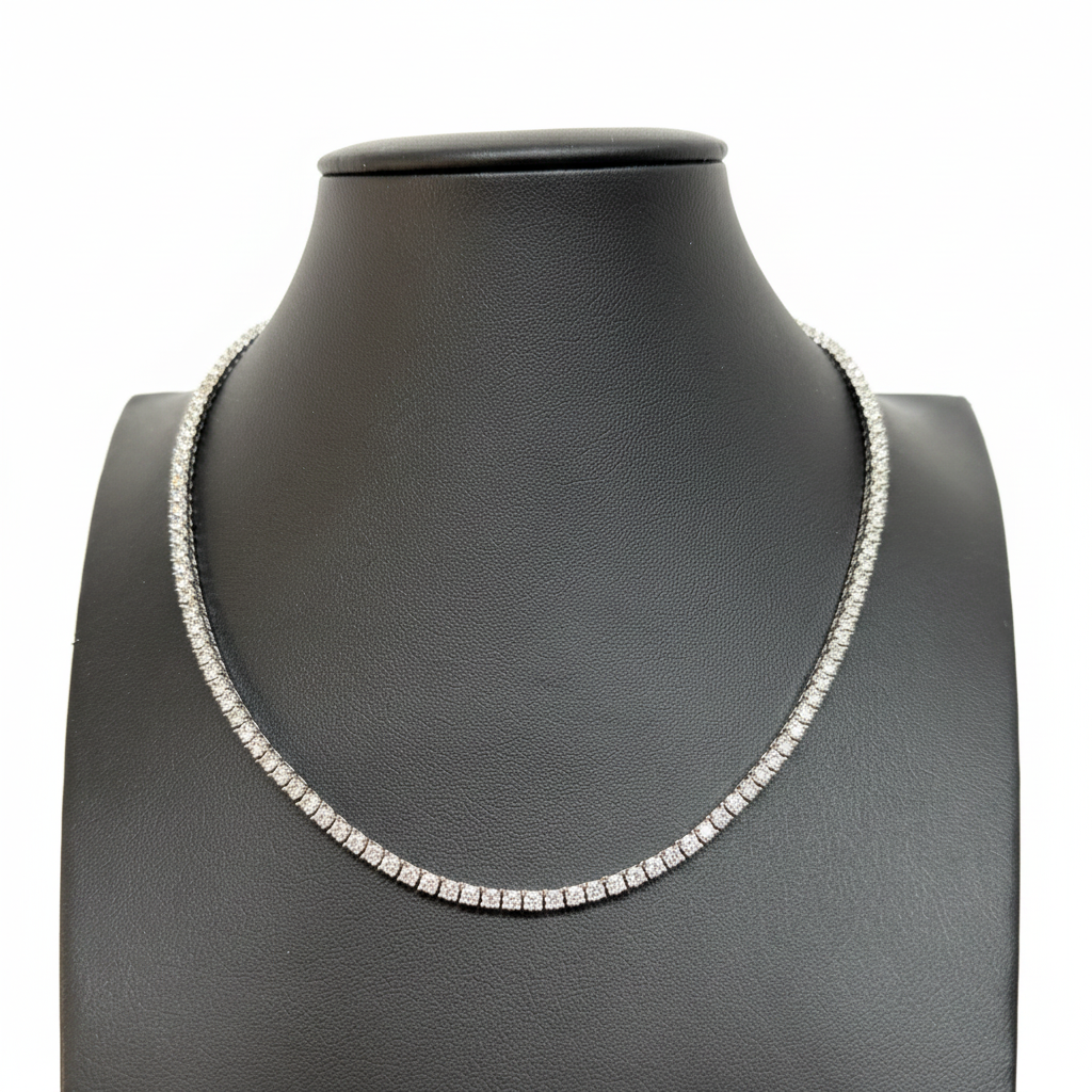 Collana Tennis Pietre Bianche in Argento 925 – Semirigida