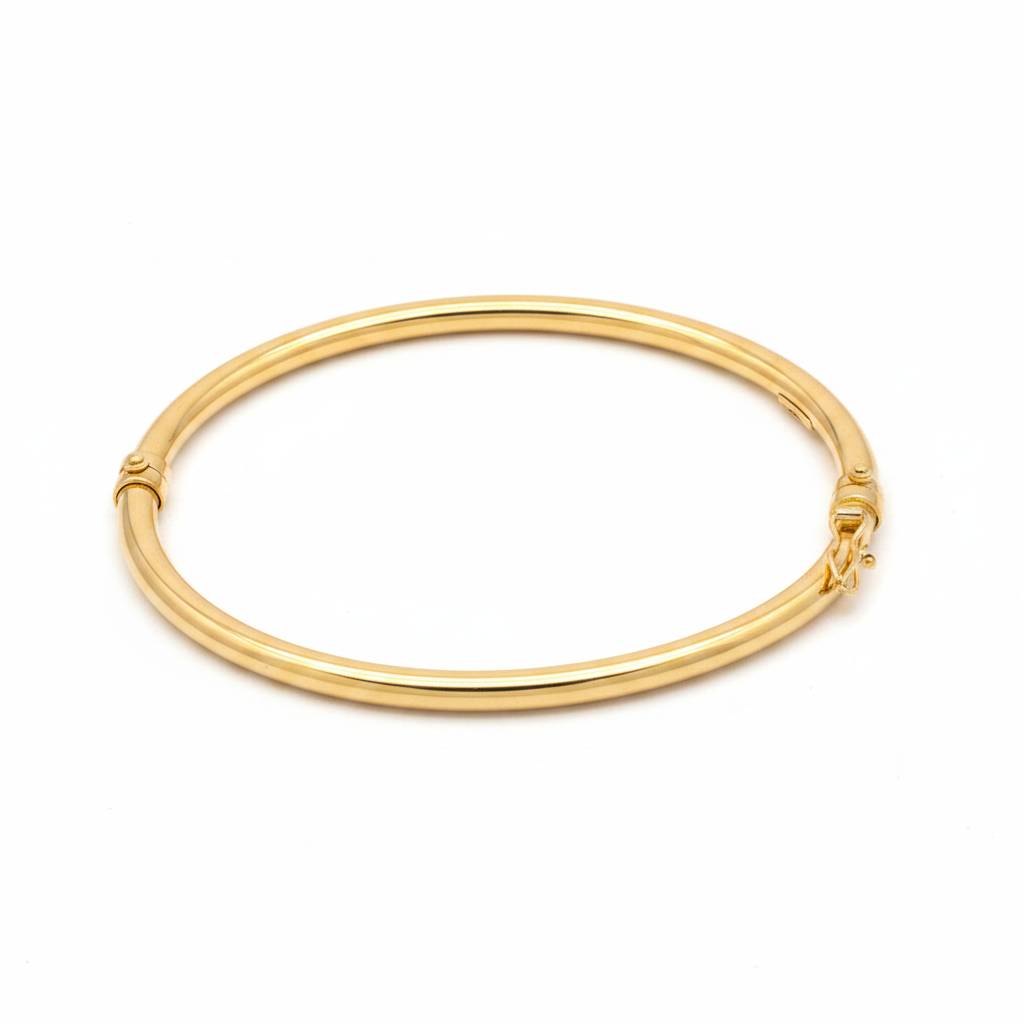 Bracciale Tubolare Rigido Argento 925 Bagnato Oro – Chiusura Laterale