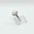 Anello Fiore Argento 925 con Perla e Zirconi Bianchi – Regolabile | AG silver