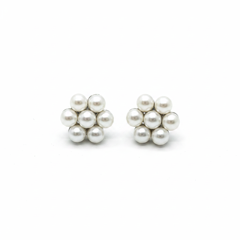 Orecchini a Fiore con Perle Bianche in Argento 925 – Al Lobo