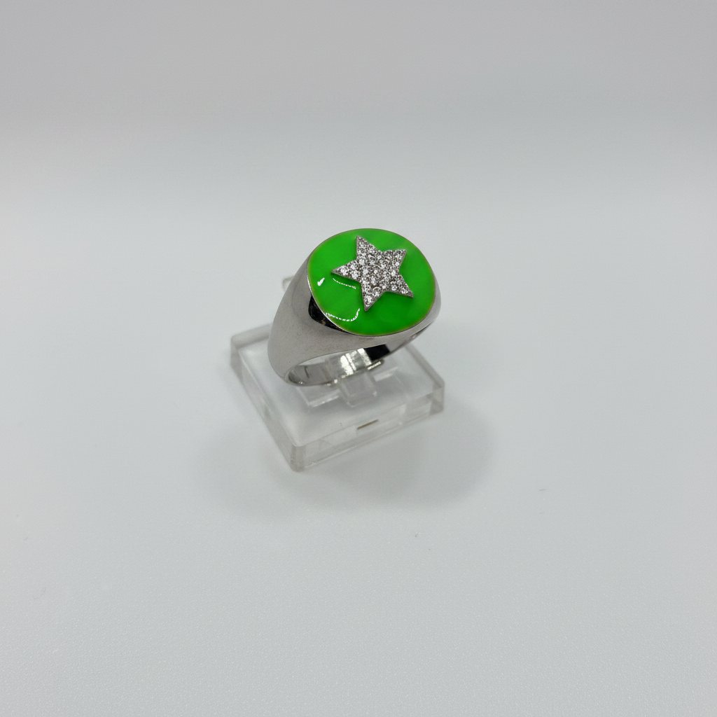 Anello Stella Argento 925 con Zirconi e Smalto – Regolabile | AG silver