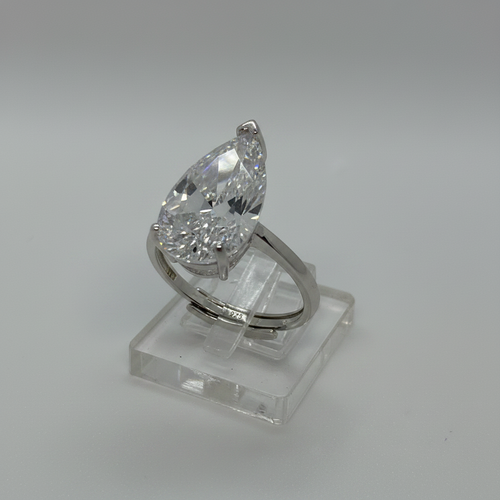Anello Argento 925 Pietra Bianca a Goccia – Elegante e Regolabile | AG silver