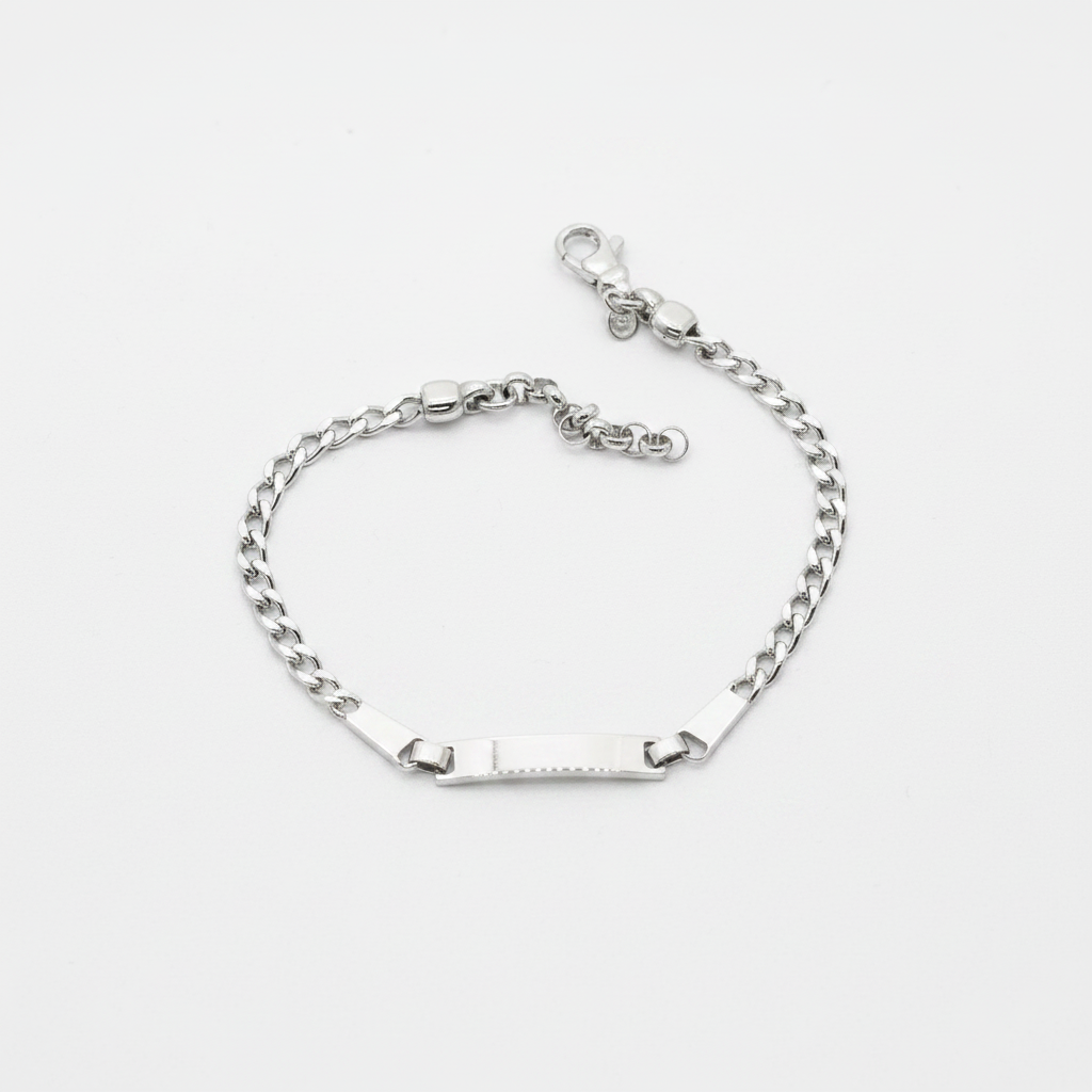 Bracciale Argento 925 con Targhetta Centrale su Catena Groumette