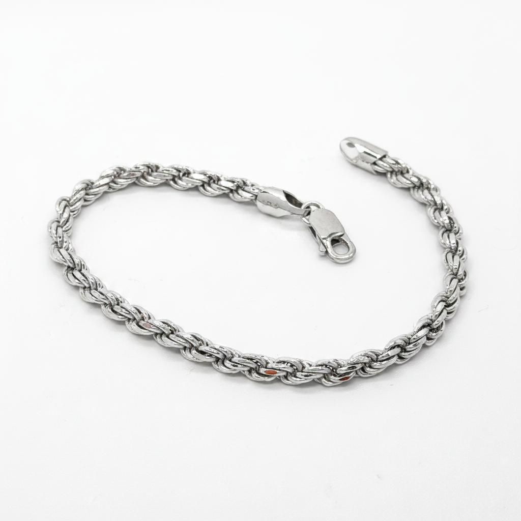 Bracciale Fune Intrecciato in Argento 925 – Stile Nautico