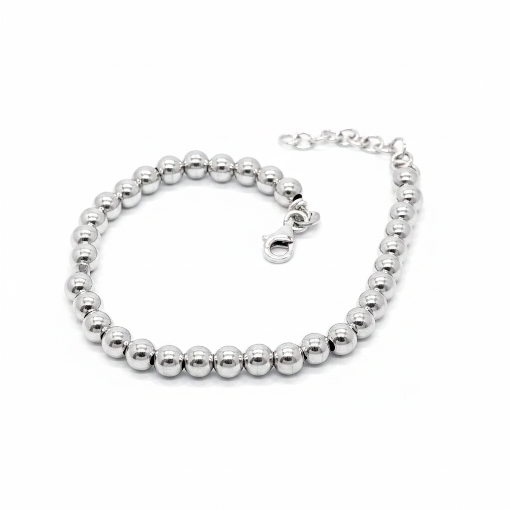 Bracciale Sfere Lisce in Argento 925 – Minimal e Versatile