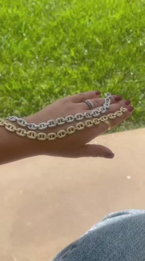 Bracciale Maglia Marinaia con Zirconi Bianchi – Elegante e Moderno